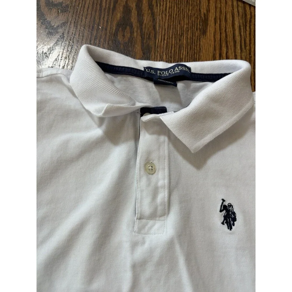 US Polo Assn Kids Boys Cotton White‎ Short Sleeve Pique Polo Shirt Size XL 14-16